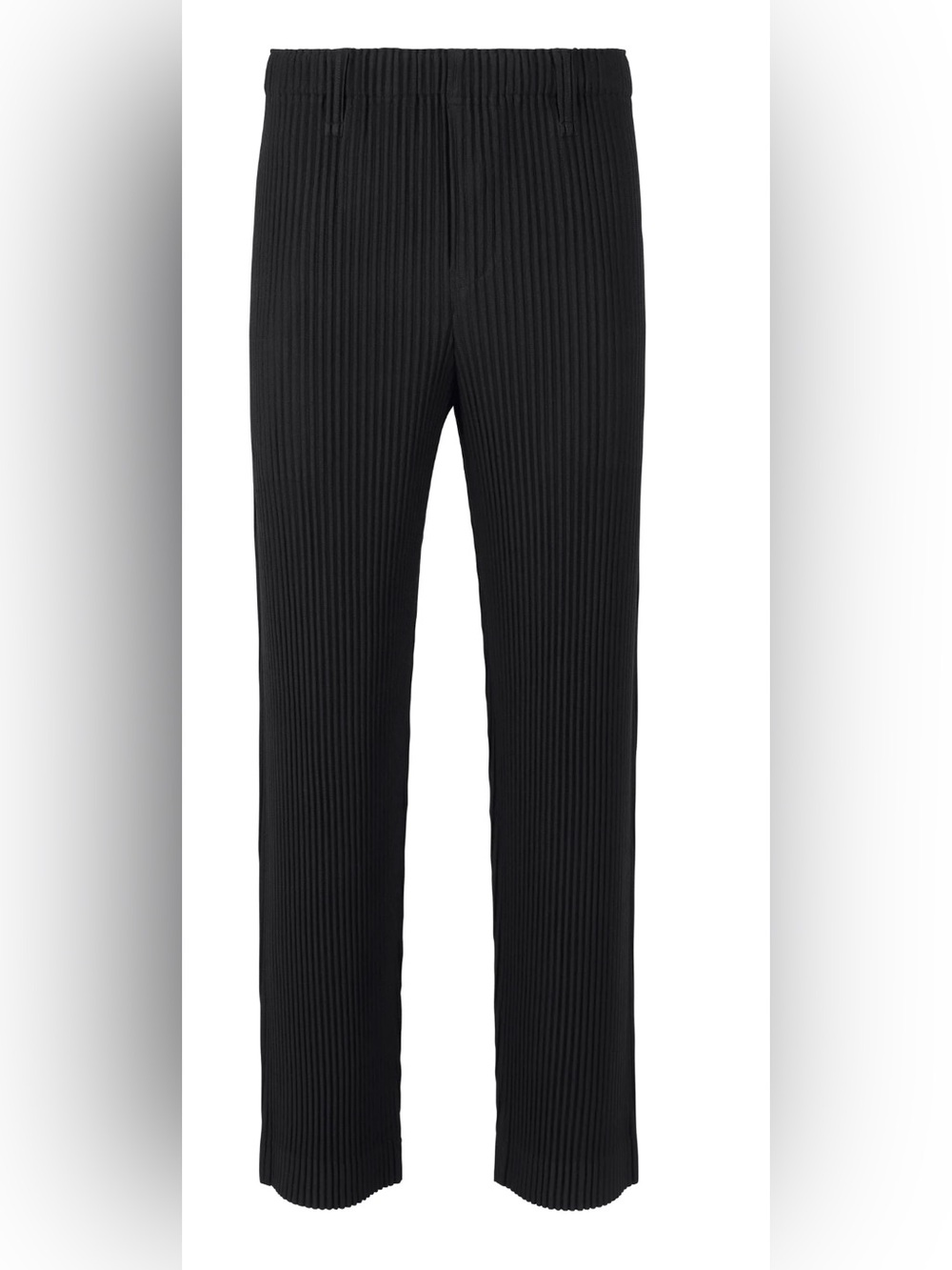 Homme Plisse Issey Miyake Pleated Straight Leg Trousers in Black, Size 1